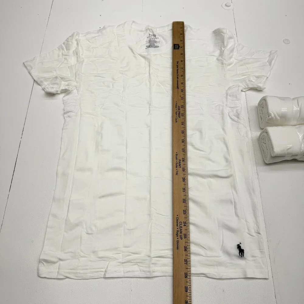 Polo Ralph Lauren T Shirt Undershirt Mens Medium White 3 Pack 4D-FLEX Stretch